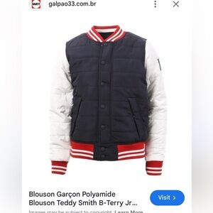 Teddy Smith sport jacket. White sleeves, blue vest polyester.